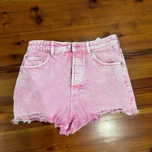Zara hot pink high waisted jean shorts size US 8